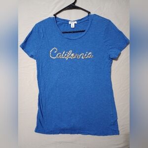 Old Navy Womens Top Medium Blue Round Neck Short Sleeve California T Shirt Tee